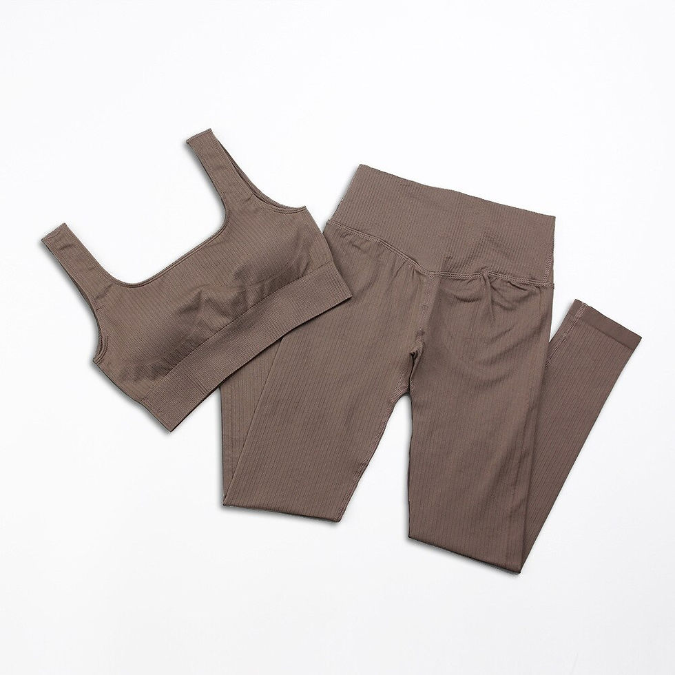 Thumbnail: 2/3/4/5Pcs Seamless Yoga Set Women's Tracksuit Striped Gym Clothing Solid Color