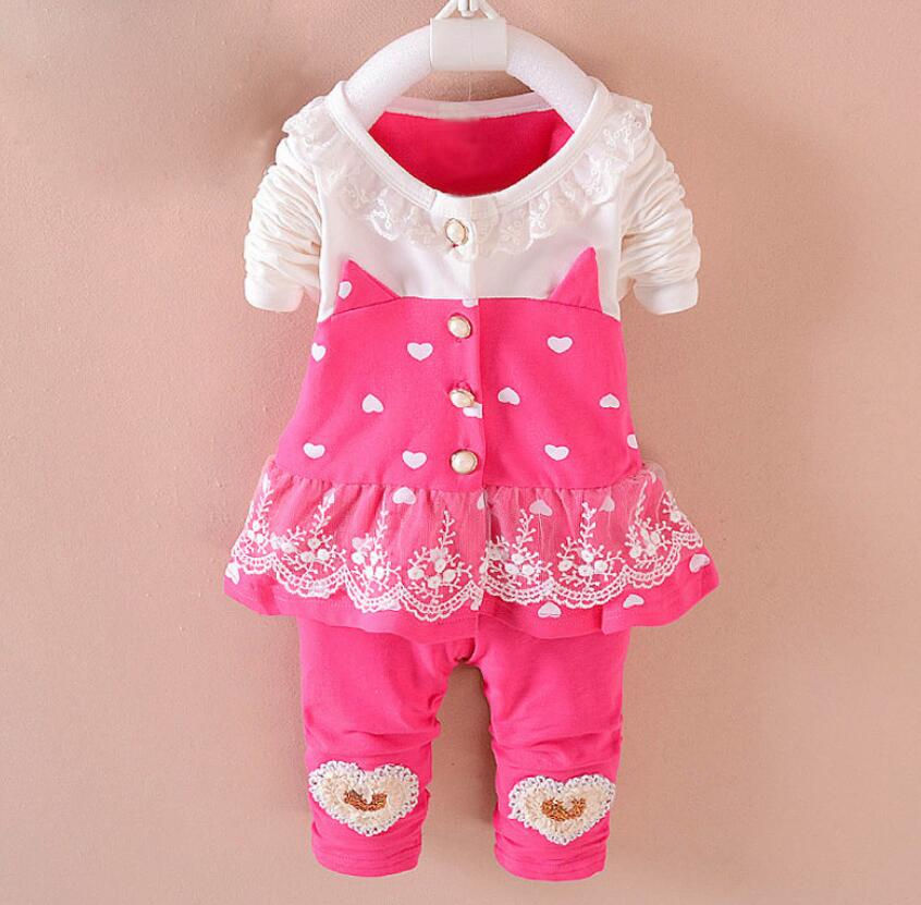 Miniaturbild: Newborn baby girls spring autumn clothing sets toddler hoodies+pants 2pcs sport