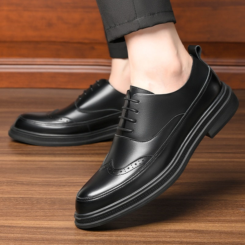 Thumbnail: Height Increasing Men Brogues Elevator Shoes Increased Mens Business Formal Sho