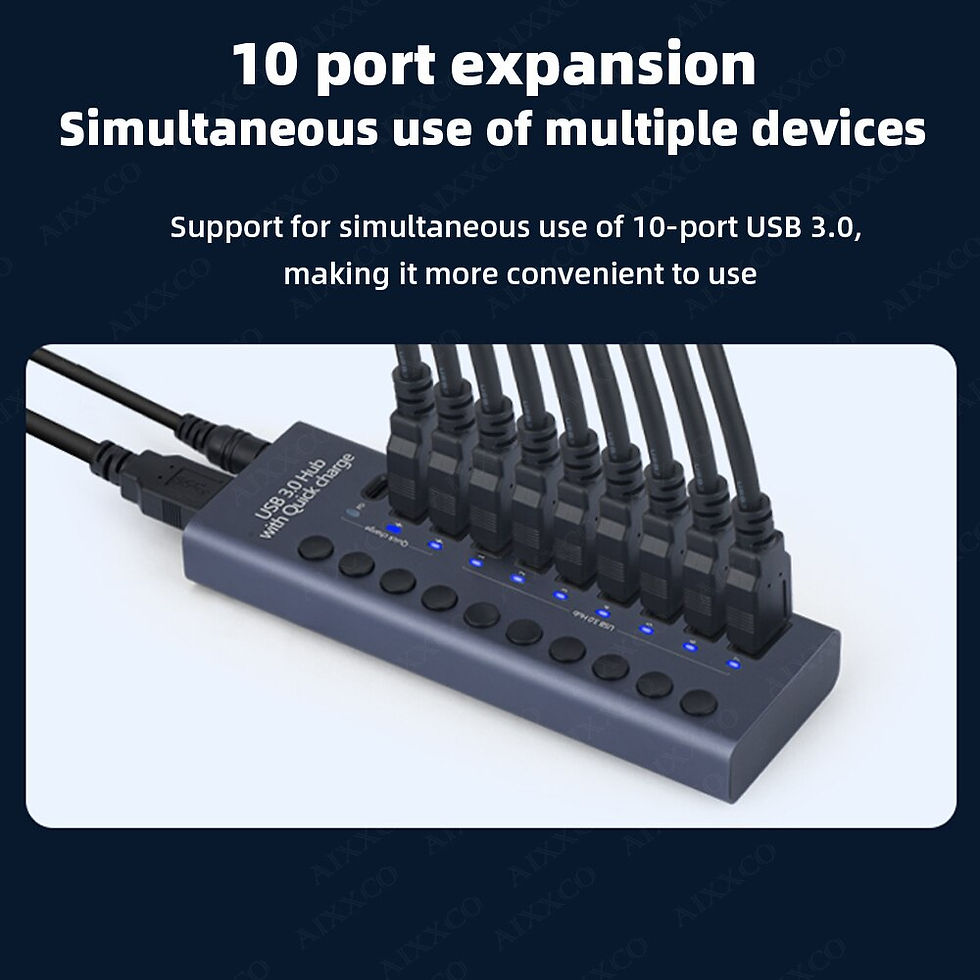 Thumbnail: 10 Ports USB3.0 Splitter Computer Extender USB HUB 2.4A Fast Charging PD Port E
