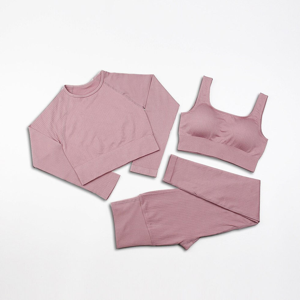 Thumbnail: 2/3/4/5Pcs Seamless Yoga Set Women's Tracksuit Striped Gym Clothing Solid Color