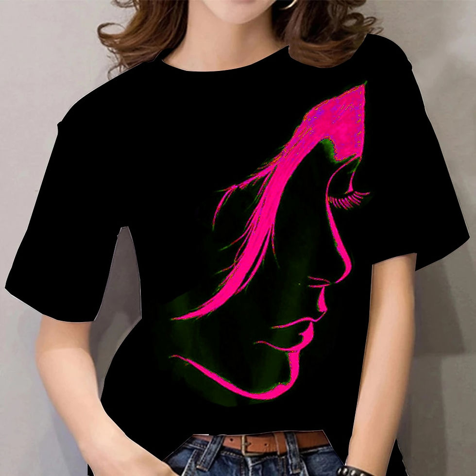 الصورة المصغرة: Women's Fashion New Retro Face Print Theme Short Sleeve T Shirt O-Neck Basic Sh