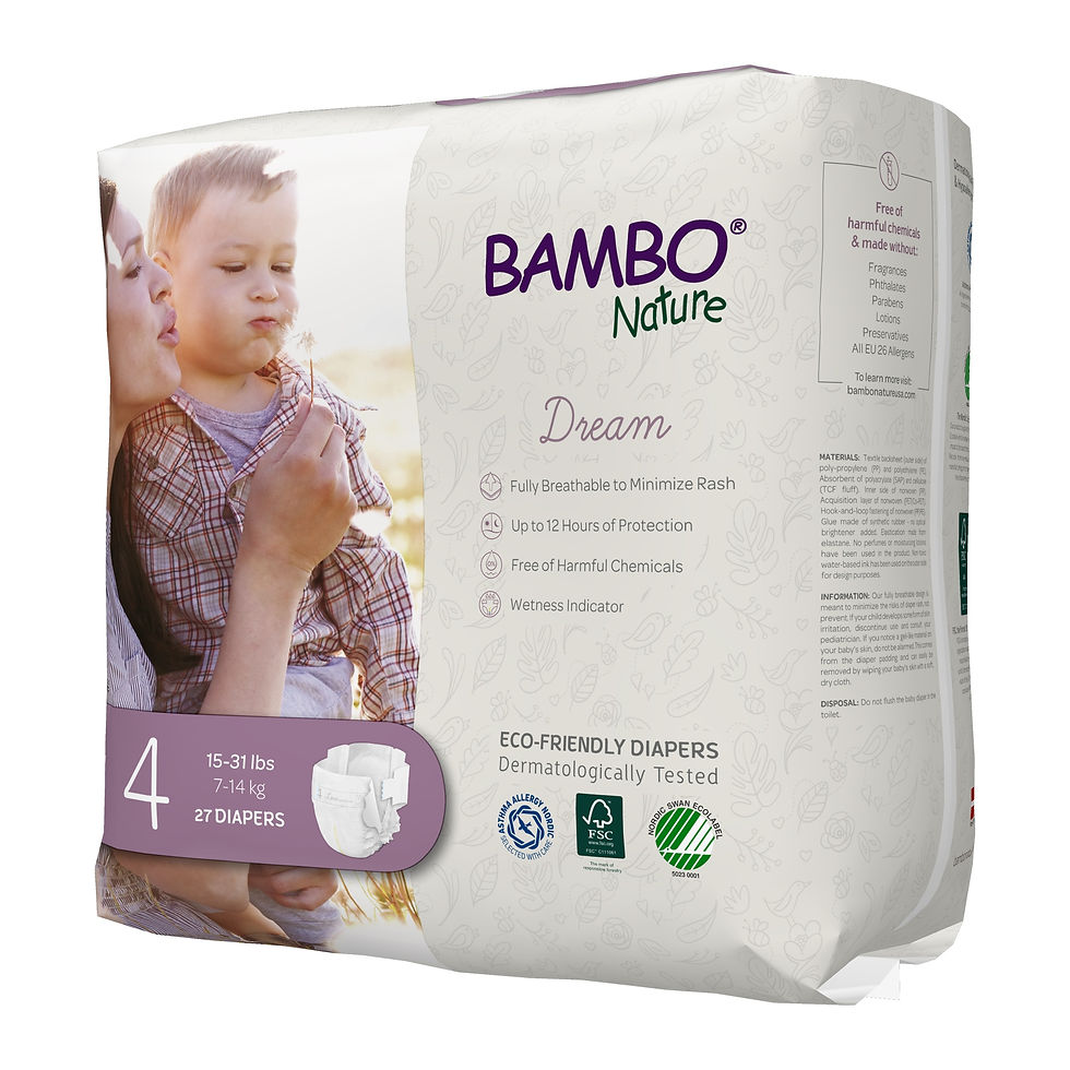 الصورة المصغرة: Bambo Nature Disposable Baby Diapers, Skin-Friendly, Size 4, 15-31 lbs, 27 Ct