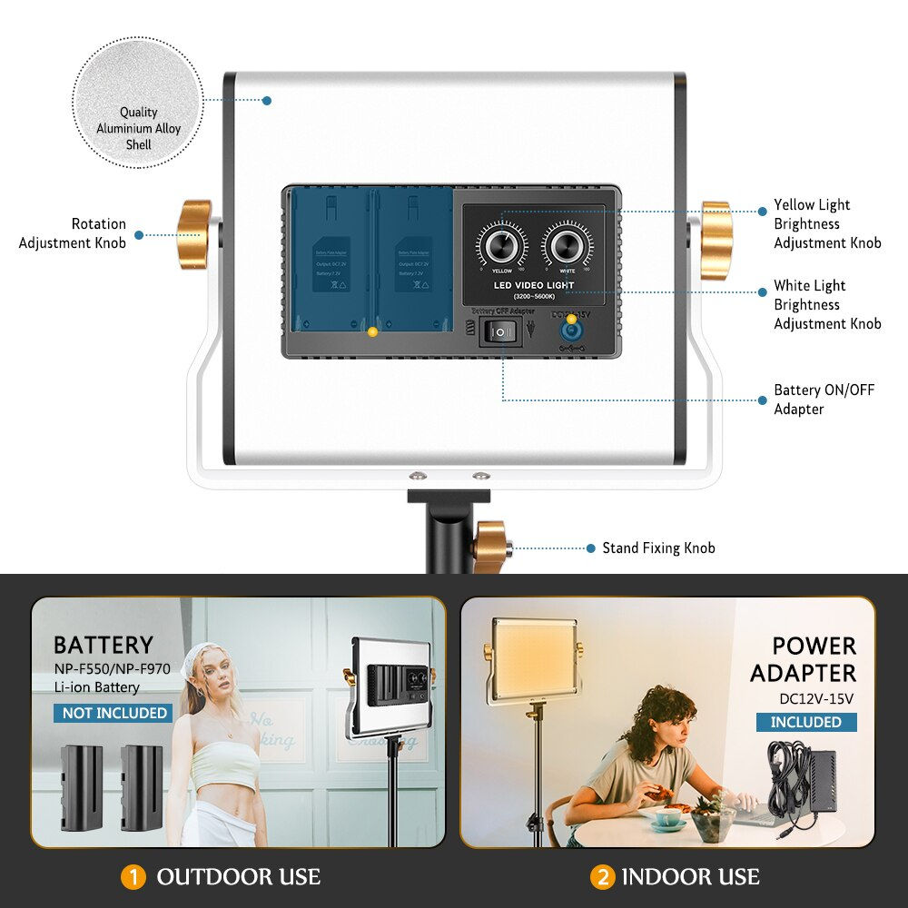 SH 20W Powerful Excellent LED Panel Light Two-color LCD Screen 1-100% Stepless 