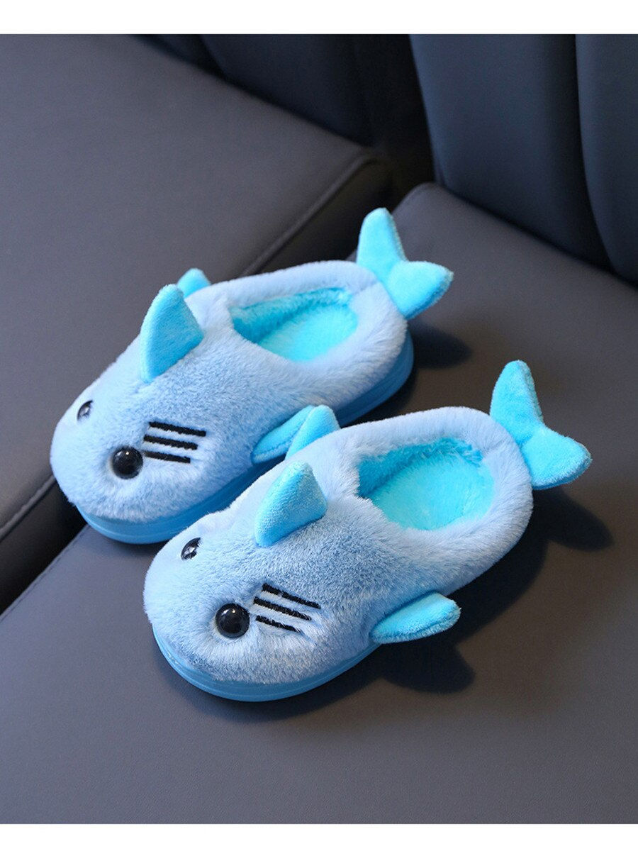 Thumbnail: Children's Cotton Slippers Winter Cartoon Fish Warm Feet Non-Slip Boys and Girls