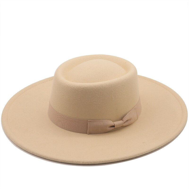Thumbnail: 9cm Wide Brim summer  Bowknot Bowler Hat Fedoras Ladies Elegant Retro British W