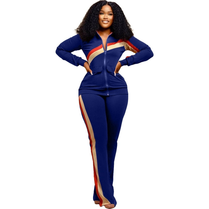 Thumbnail: Autumn Winter Two Piece Set Women Tracksuit Zipper Stand Collar Jacket Tops