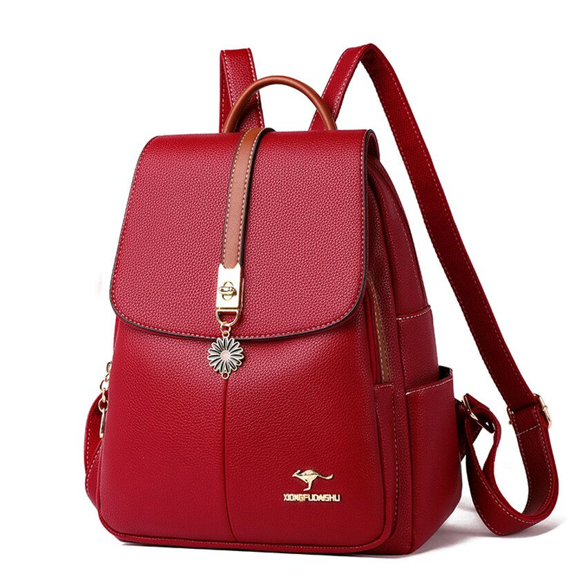 الصورة المصغرة: Fashion Backpack Women Shoulder Bag Leather Backpacks For Girls Multifunction S