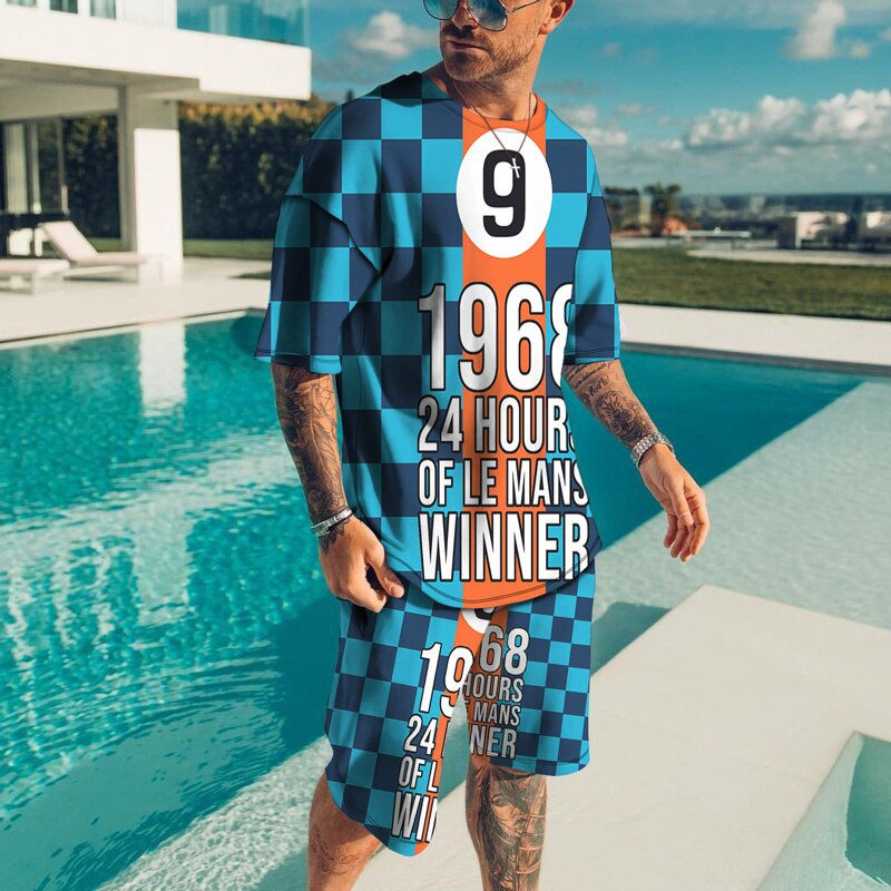 Thumbnail: 2022 New Summer Men's Set Casual Wear Men's T-shirt + Shorts Sports Suit Spades