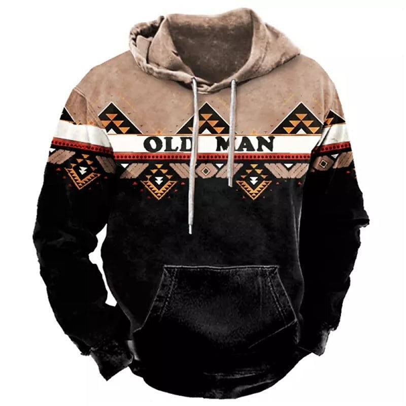 Thumbnail: Harajuku Men's Hoodie Winter Sweatshirt Ethnic Wind Long-sleeved Oversized Stre