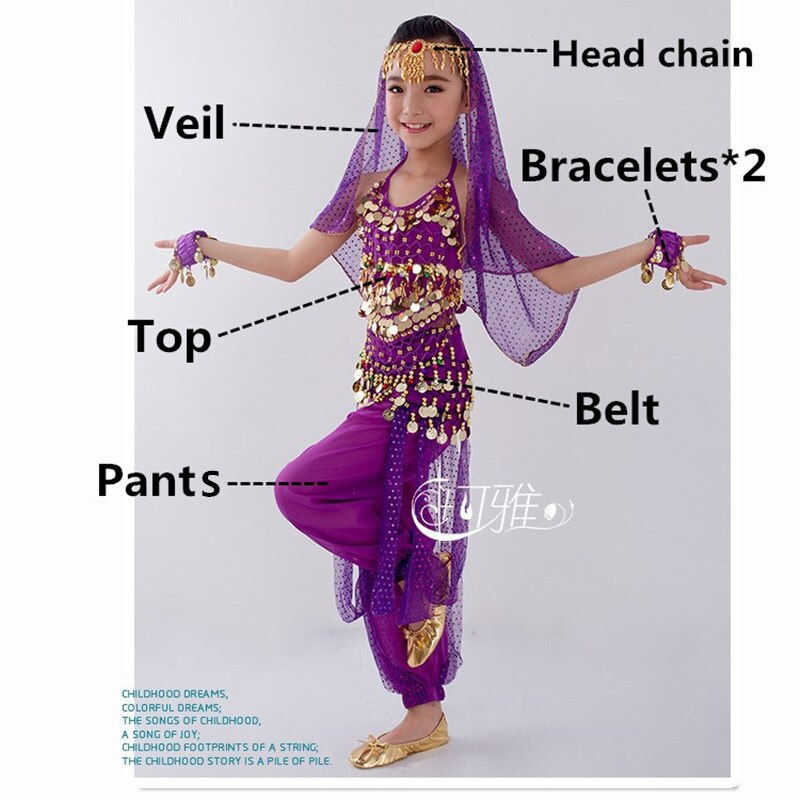 Thumbnail: Kids Belly Dance Costumes Set Oriental Dance Girls Belly Dancing India Belly Da