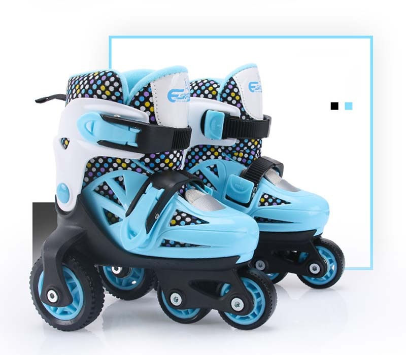 Thumbnail: Double Line Roller Skates For Kids Adjustable 4-wheel Skating Shoes Professiona