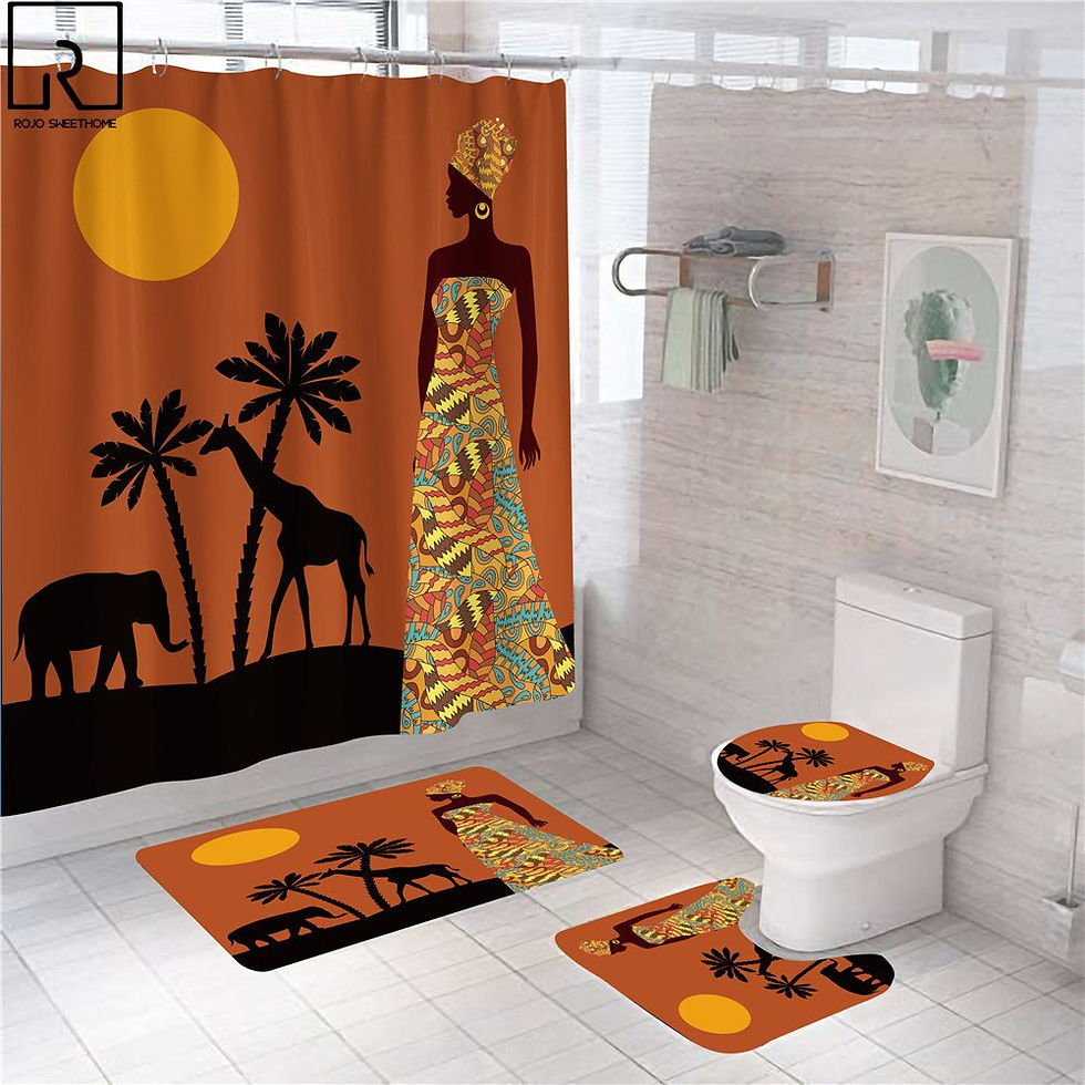 Thumbnail: Vintage African American Women Shower Curtain Waterproof Bathtub Screen Bath Ma