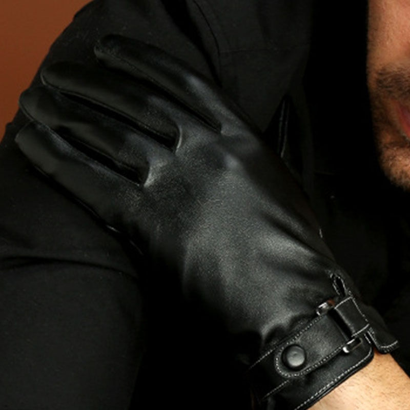 Thumbnail: Men's Gloves Black Winter Mittens Keep Warm Touch Screen Windproof Driving Guan
