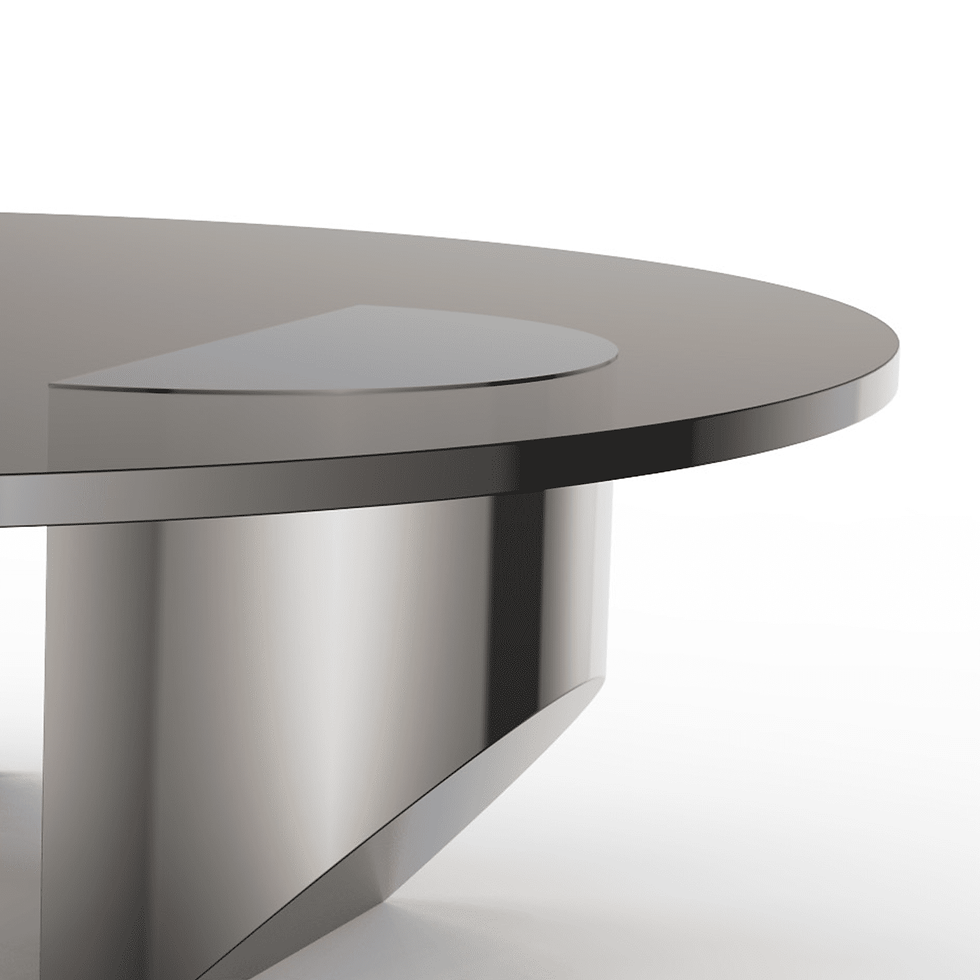 Миниатюра: 1inchome Round Glass Coffee Table Wedge Coffee Table, Modern Coffee Table with 