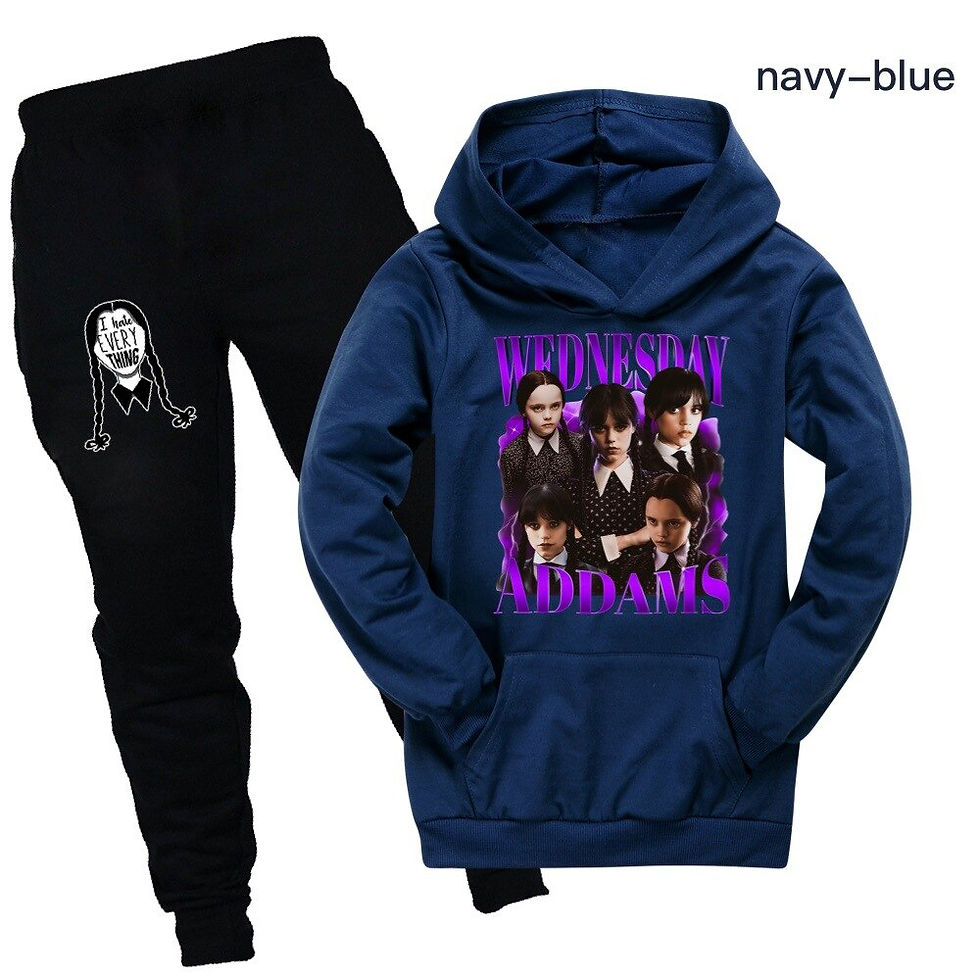 Thumbnail: New Wednesday Addams Children Hoodies Coat+Pants 2Piece Set Teens Girl Boys Spr
