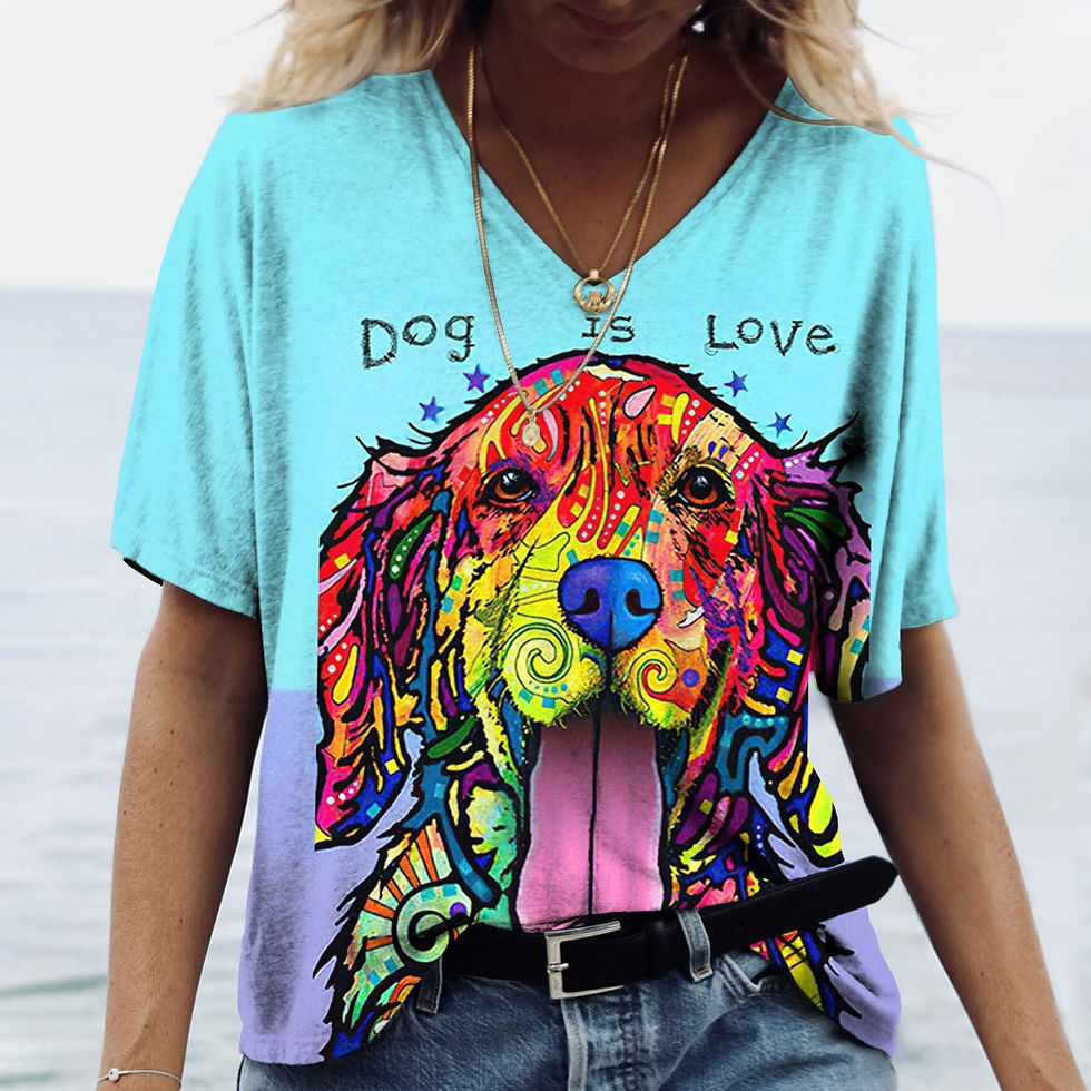 Thumbnail: Fashion Women's T Shirts 3d Abstract Graphics Dog Print T Shirt Funny Clothes V