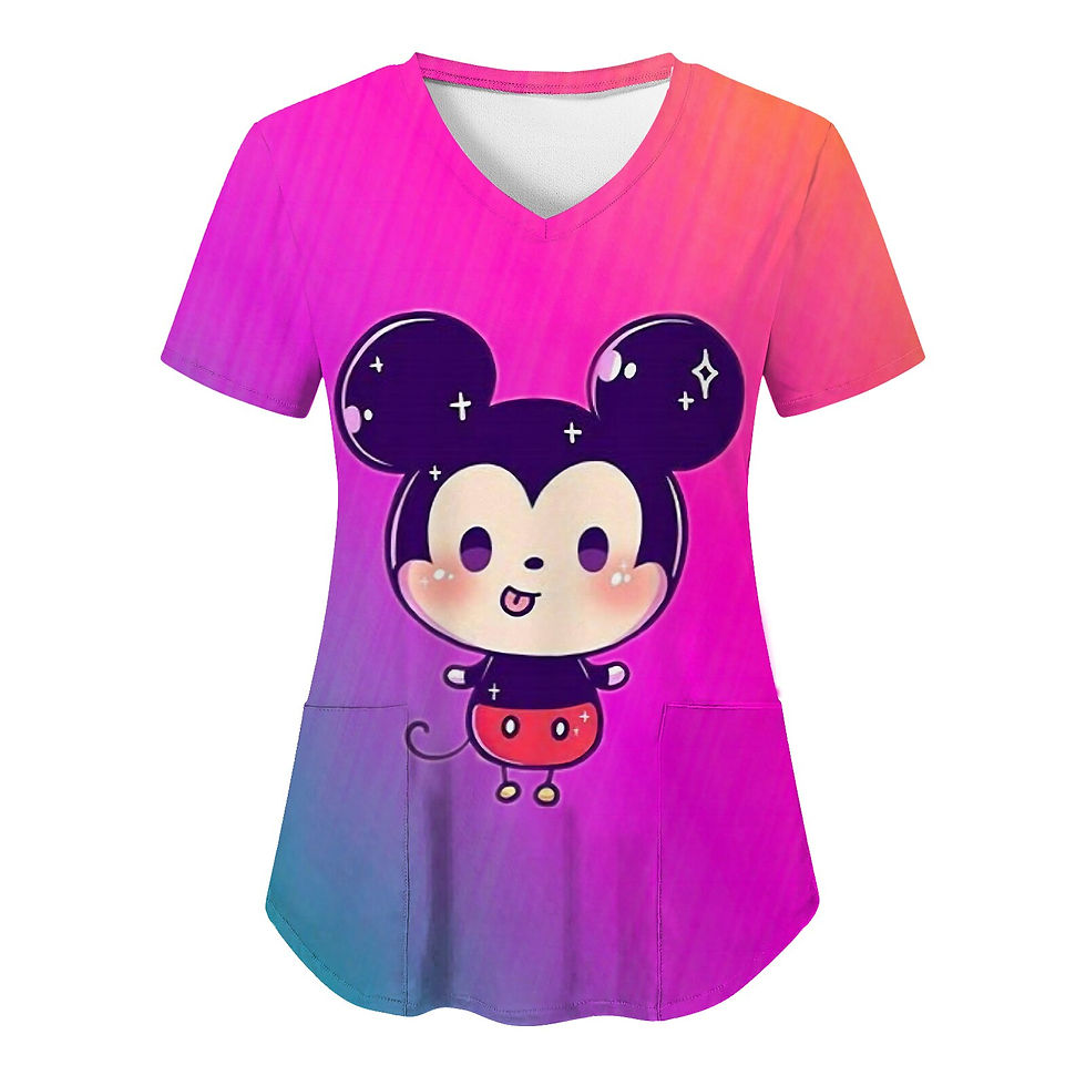 Thumbnail: Minnie Mouse T Shirt Hospital T-shirts Disney T-shirt Nurse Uniform Top Women 2