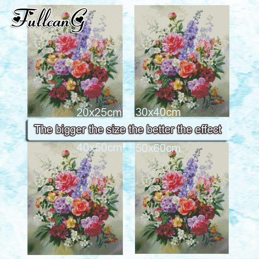 Thumbnail: FULLCANG Abstract Flower Oil Style Mosaic Painting large size full square round