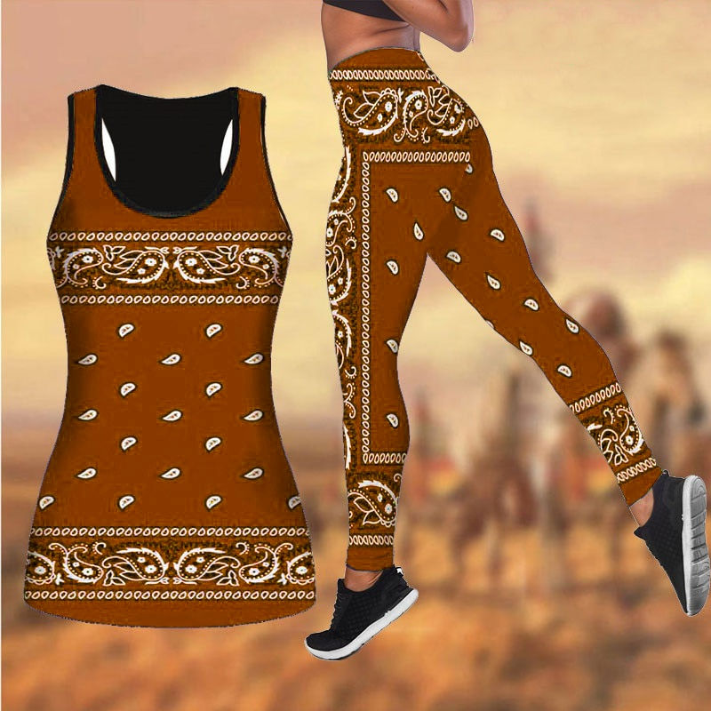 Thumbnail: Yoga Outfit For Women Fashion Bandana Pattern 3D Printed Workout Leggings Fitne