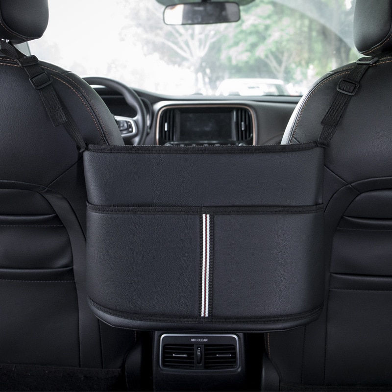 الصورة المصغرة: Car Front Seat Middle Organizer Storage Leather Car Handbag Storage Seat Organi