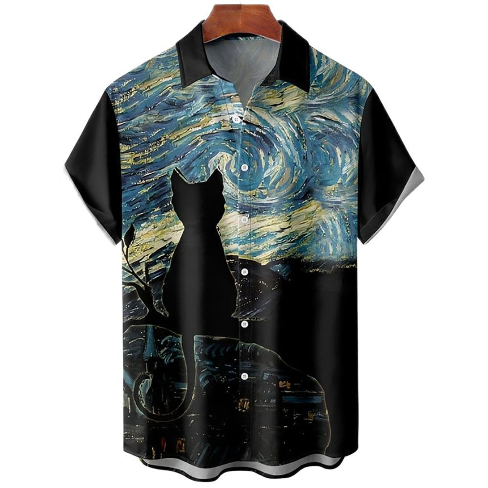 Black Kawaii Cats Men's Shirts Fashion Women Blouses 2022 Shirt Unisex 3d Femal