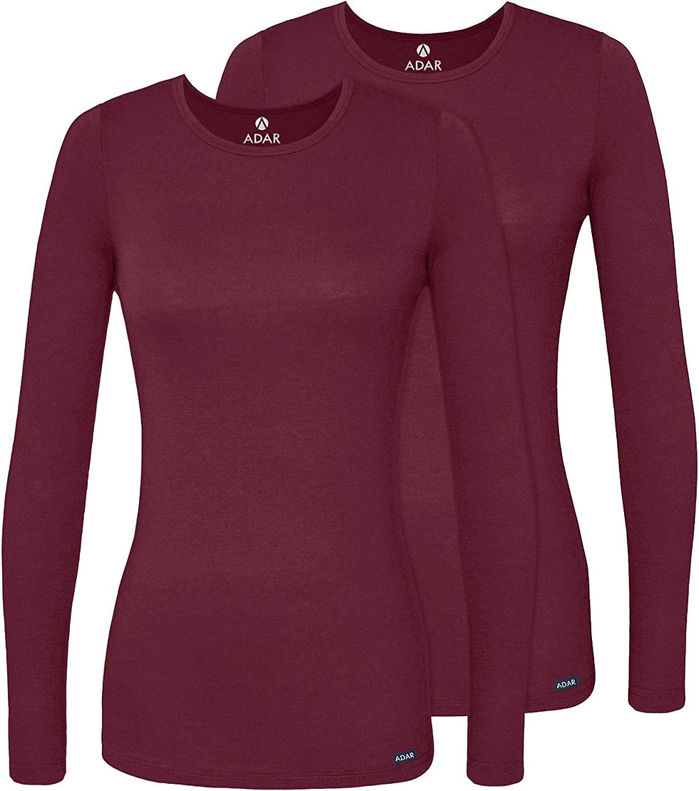Thumbnail: Adar Underscrubs for Women 2 Pack - Long Sleeve Underscrub Comfort Tee