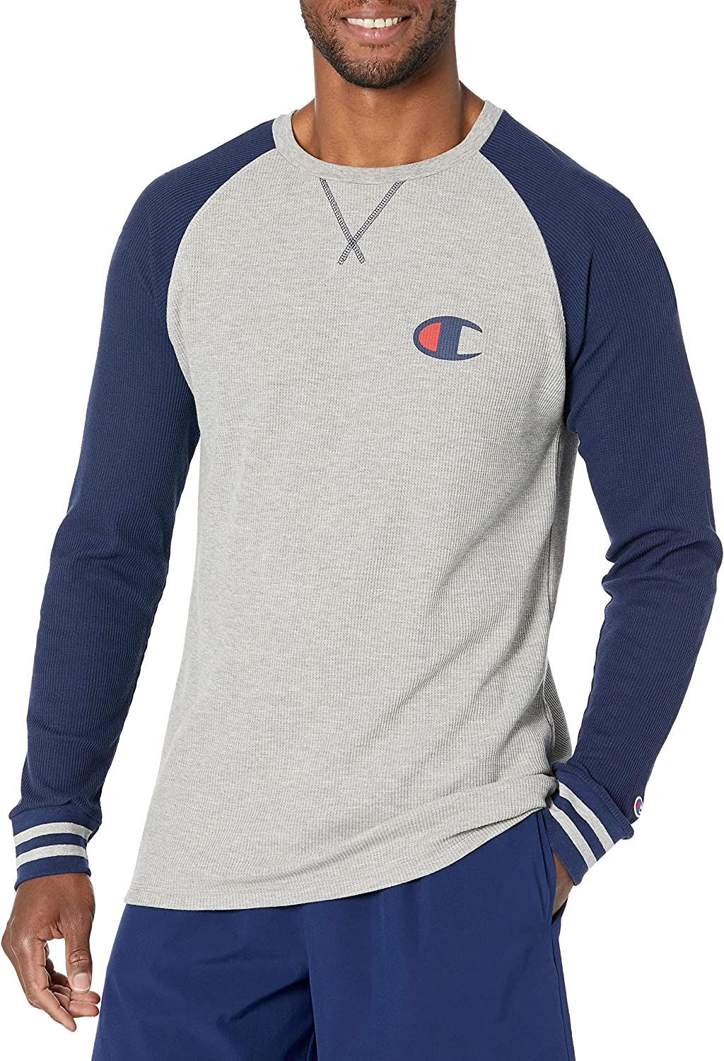 Champion Men's Long Sleeve Waffle Raglan Sleep Crew