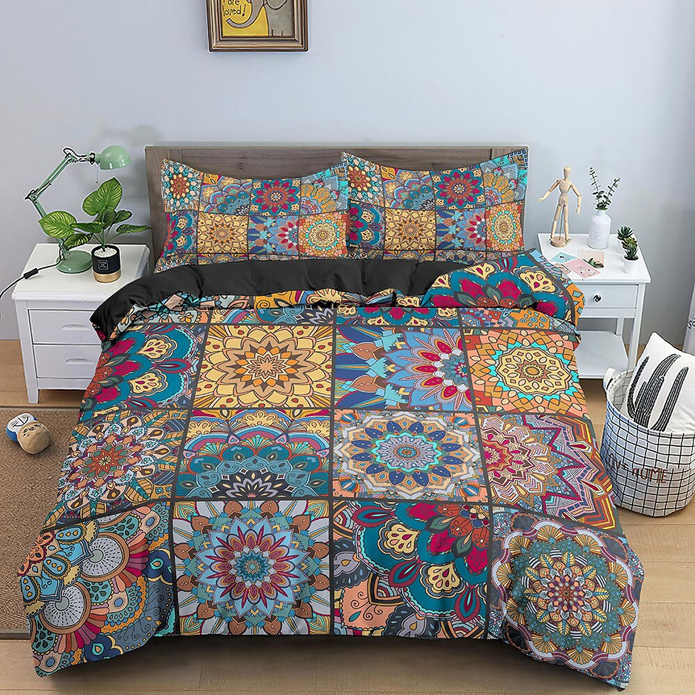 Thumbnail: Bohemian Mandala Bedding Set King Queen Size Boho Duvet Cover with Pillowcase 2