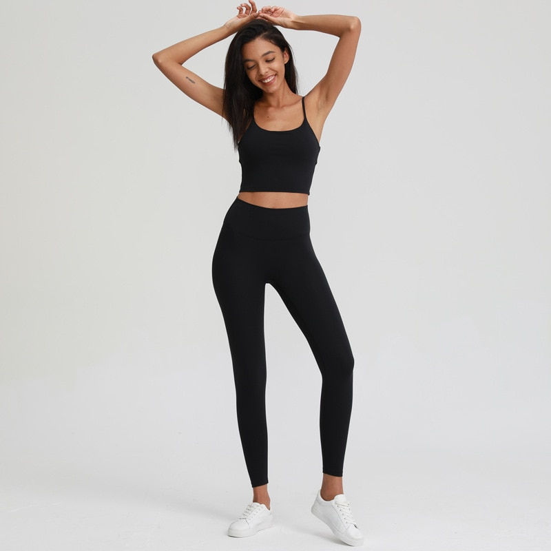 Thumbnail: Naked Feel Yoga Set Women Sport Suit Gym Clothing Workout Set 2PCS High Waist F