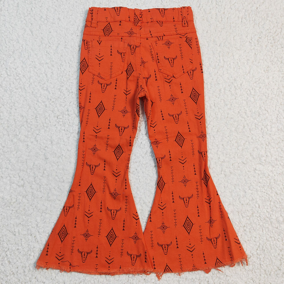 Thumbnail: kids designers clothes boutique Bleached denim bell bottoms kids clothing girls