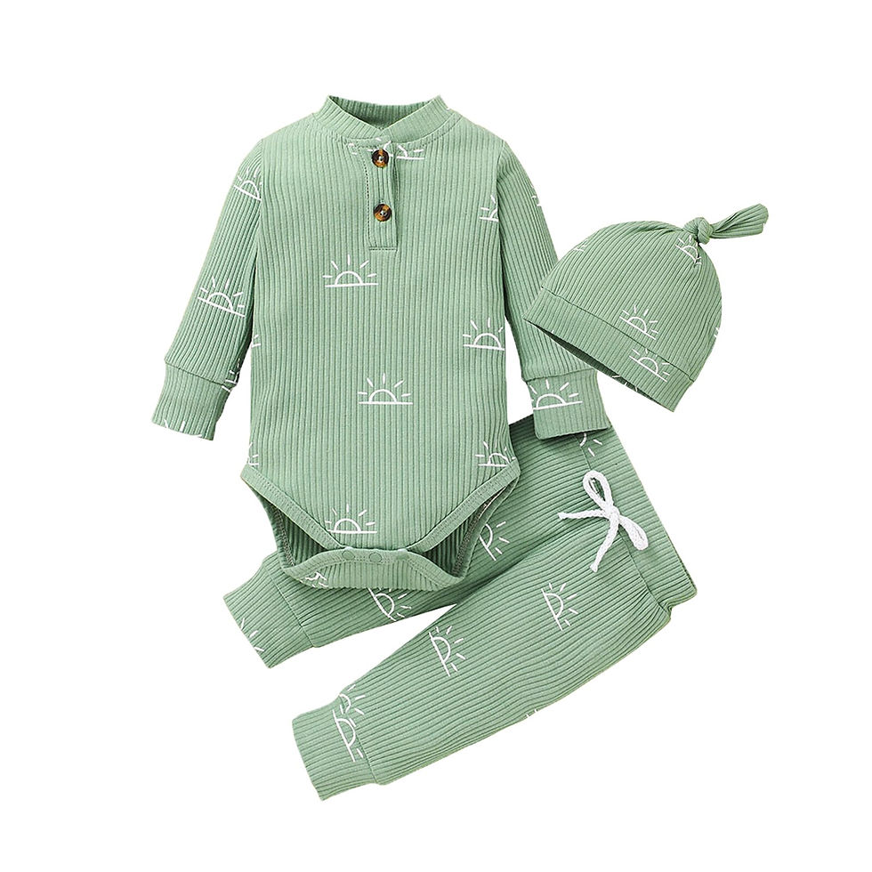 الصورة المصغرة: 3PCS Baby Boy Clothes Set Spring Autumn Knitted V-neck Romper+infant Pants+Cap 