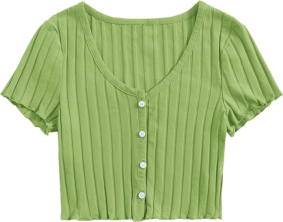 Thumbnail: Romwe Women's Casual Summer Crop Top Short Sleeve V Neck Tee Button Ribbed Blou