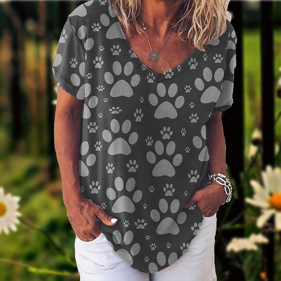 الصورة المصغرة: T Shirt For Women Print Cat Girls T-shirt Fashion Summer Short Sleeve V-neck Ca