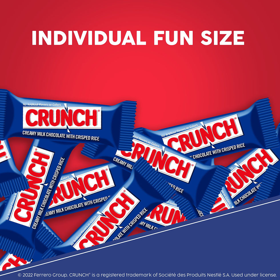 Miniatura: CRUNCH Milk Chocolate and Crisped Rice, Fun Size Candy Bars, Easter Basket Stuf