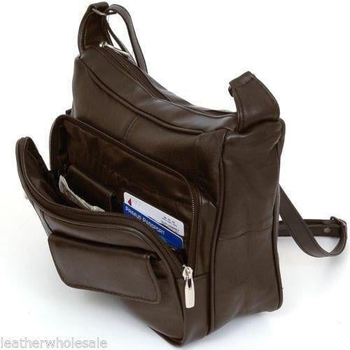 الصورة المصغرة: Women's Leather Organizer Purse Shoulder Bag Multiple Pockets Cross Body Handbag