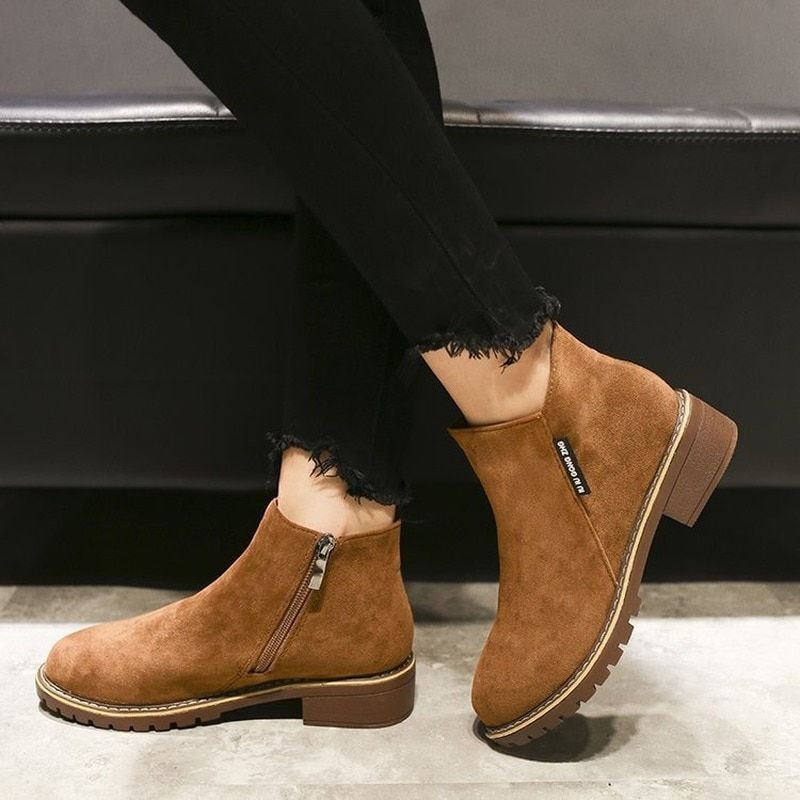 Miniatura: New Women Boots Autumn Winter Boots Classics Zipper Snow Ankle Boots Faux Suede