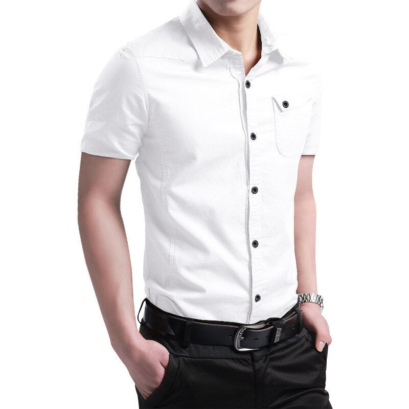 Thumbnail: 2021 New Summer 100% Cotton Shirts for Men New Breathable Military Men Shirts S