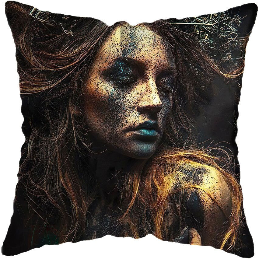 Miniature : 45*45CM Modern Living Room Black Gold African Lady Woman Style Look Art Deco So
