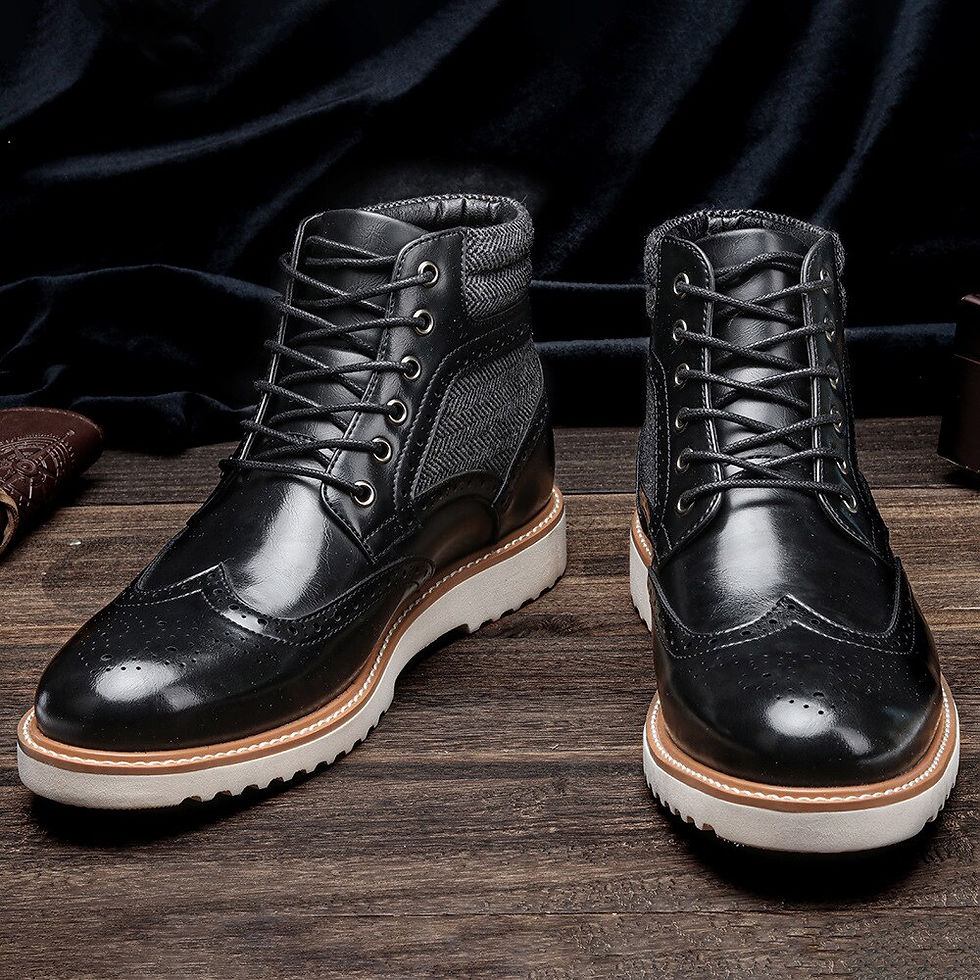 Thumbnail: Men Brogue Boots Brand Comfortable Casual boots Leather ankle boots