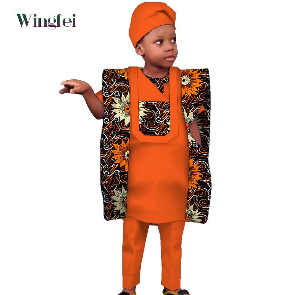 Thumbnail: Children's Clothing African Agbada Robe Suit for Kids Patchwork Dashiki Boy Sui