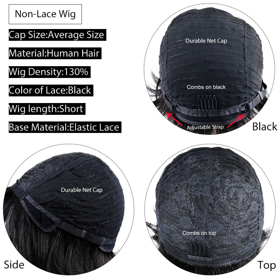 Thumbnail: Beauty Short Bob Wavy Wig With Bangs Full Machine Made No Lace Wigs For Women B