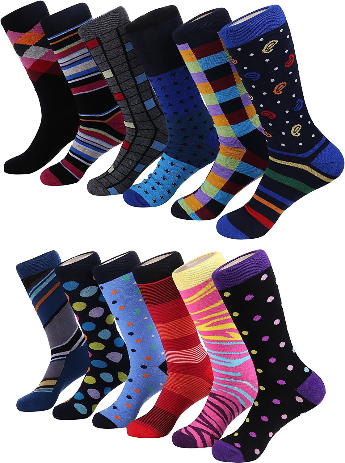 Marino Men's Dress Socks - Colorful Funky Socks for Men - Cotton Fashion Patter