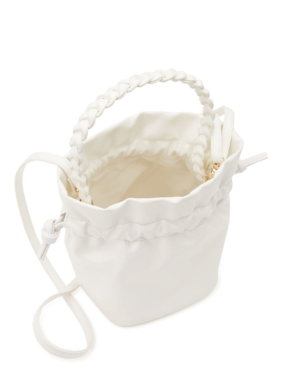 Thumbnail: No Boundaries Women's Bucket Crossbody Handbag, Pearlized White