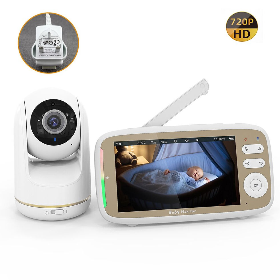Thumbnail: 720P 5"HD Display Video Baby Monitor with Camera Auto Noise Cancellation 3X Pan