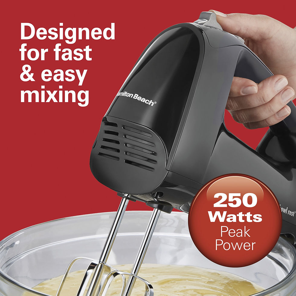 Thumbnail: Hamilton Beach 6 Speed Hand Mixer, Quick Burst, Storage Case, Black, 62690