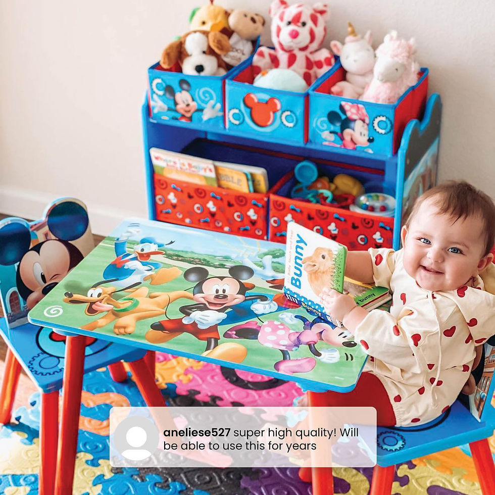 Thumbnail: Mickey Mouse 4-Piece Toddler Playroom Set – Includes Table, 2 Chairs & Toy Bin,