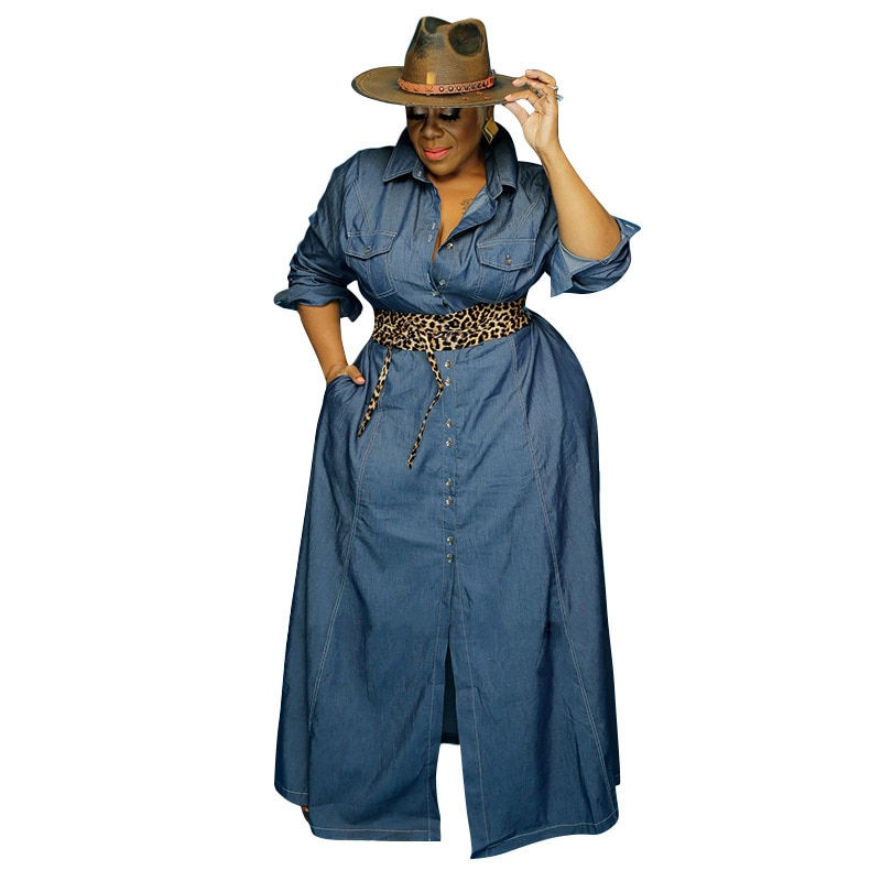 Thumbnail: Fall Clothes Maxi Dresses for Women Turn Down Collar Casual Long Sleeve Dress P