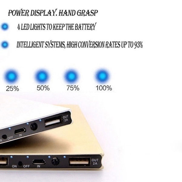 Miniature : Solar Power Bank 30000 mAh Wireless Charger 2USB Portable Charging Ultra-thin P