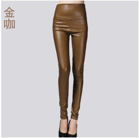Thumbnail: PU High-waisted elastic leggings Black autumn winter new fashion fitting skinny